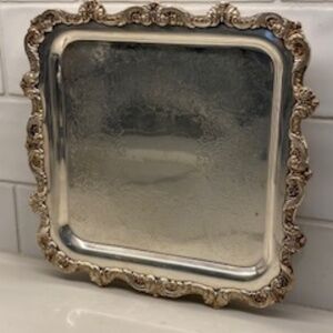 Vintage Old English Poole Silver Plate Tray